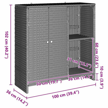 Storage Cabinet with Shelf Light Grey 100 x 36 x 102 cm Rattan