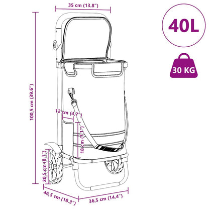 Shopping Trolley Grey 36.5 x 46.5 x 100.5 cm Oxford fabric