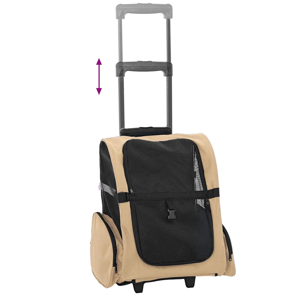 Pet Trolley 3-in-1 Design Sand 48x32x(57-106) cm Oxford Fabric