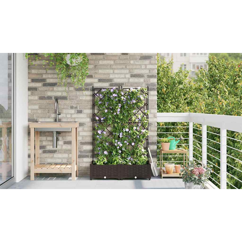 Garden Planter 2 pcs Brown 80 x 40 x 125.5 cm PP