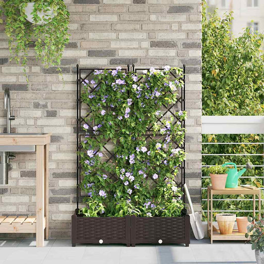 Garden Planter 2 pcs Brown 80 x 40 x 125.5 cm PP
