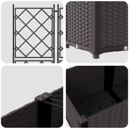Garden Planter 2 pcs Brown 80 x 40 x 143 cm PP