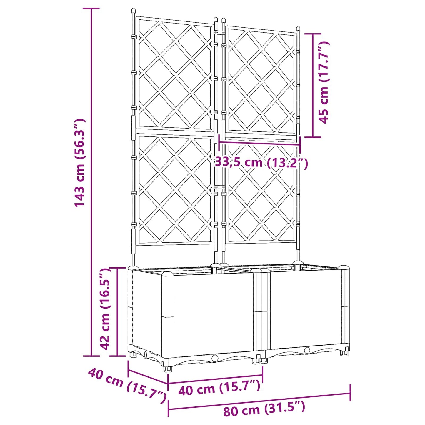 Garden Planter 2 pcs Brown 80 x 40 x 143 cm PP