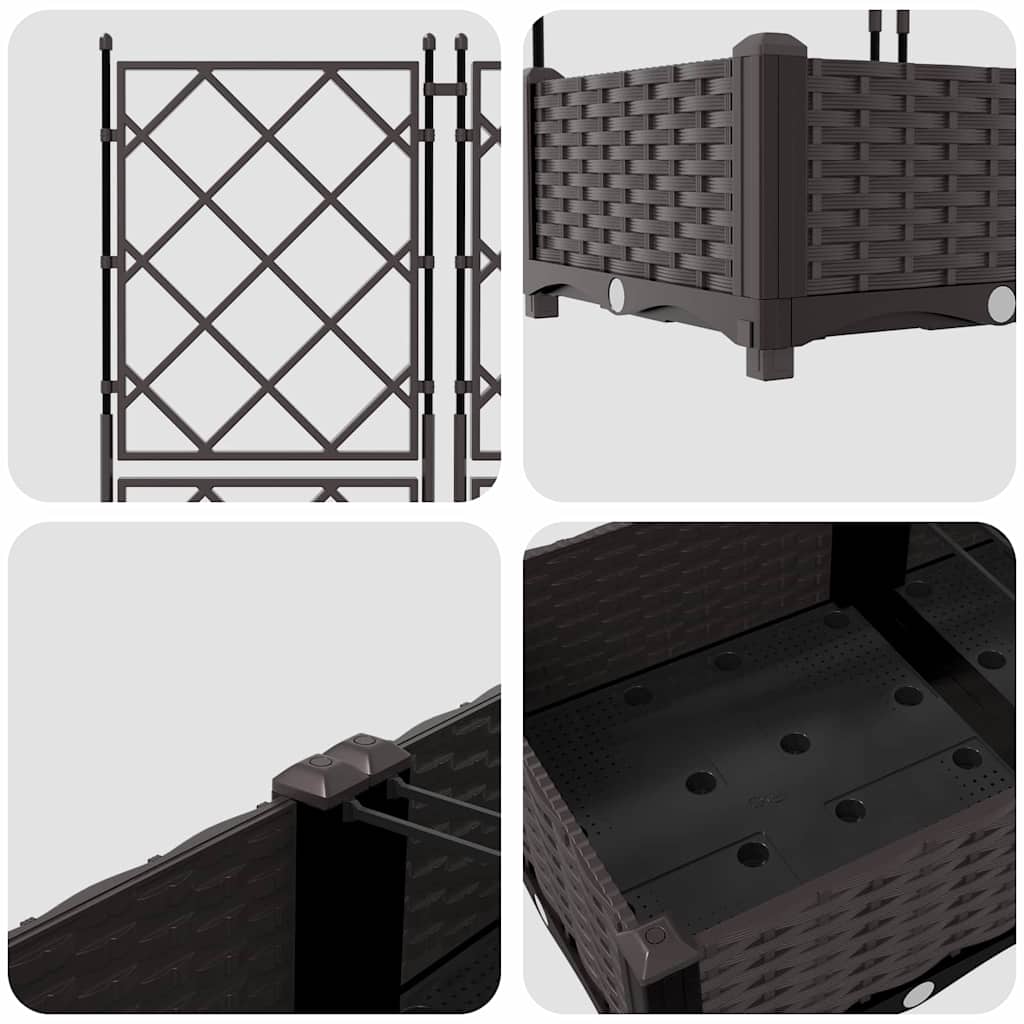Garden Planter 3 pcs Brown 120 x 40 x 125.5 cm Plastic