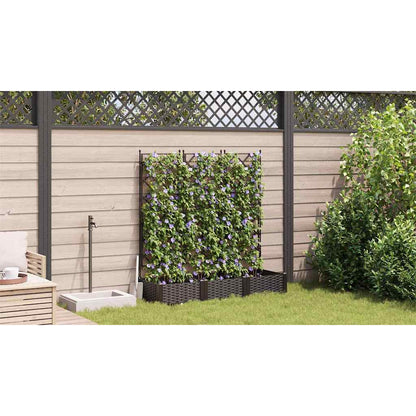 Garden Planter 3 pcs Brown 120 x 40 x 125.5 cm Plastic