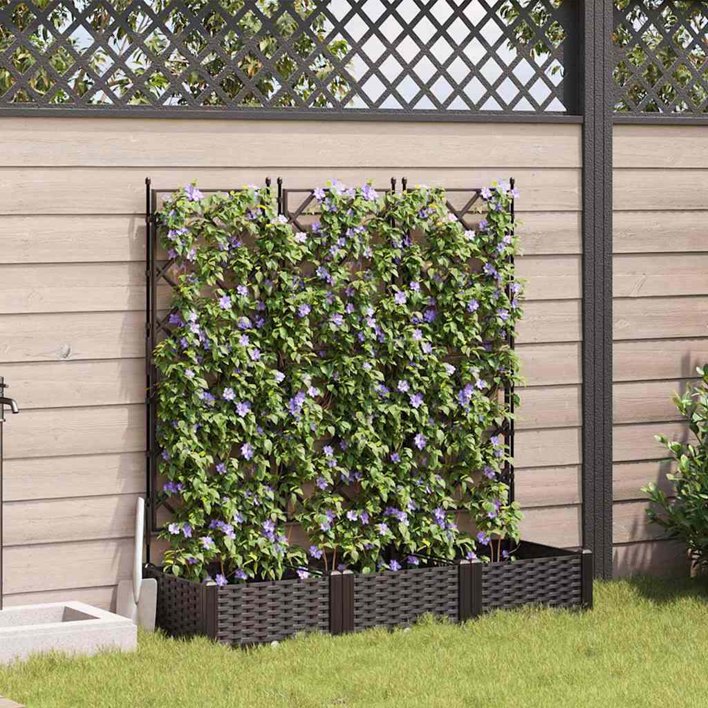 Garden Planter 3 pcs Brown 120 x 40 x 125.5 cm Plastic