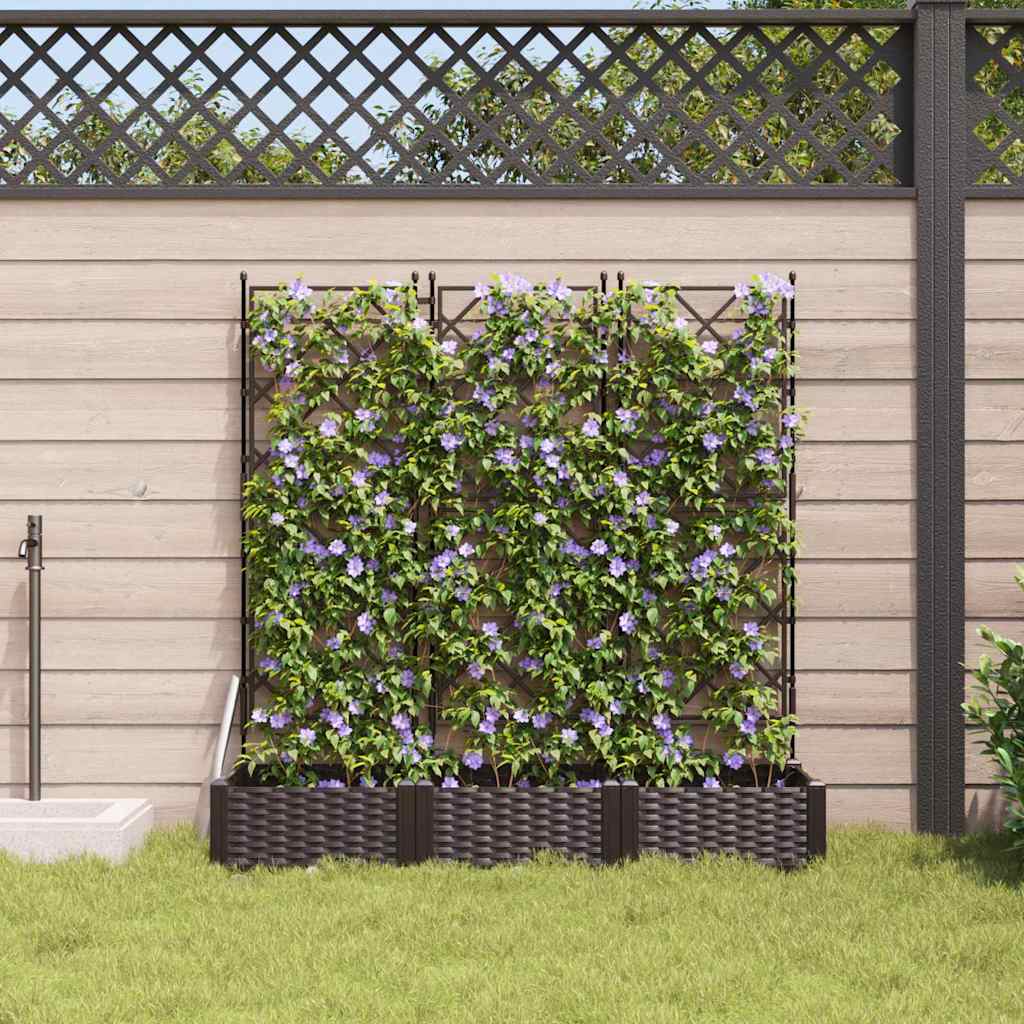 Garden Planter 3 pcs Brown 120 x 40 x 125.5 cm Plastic