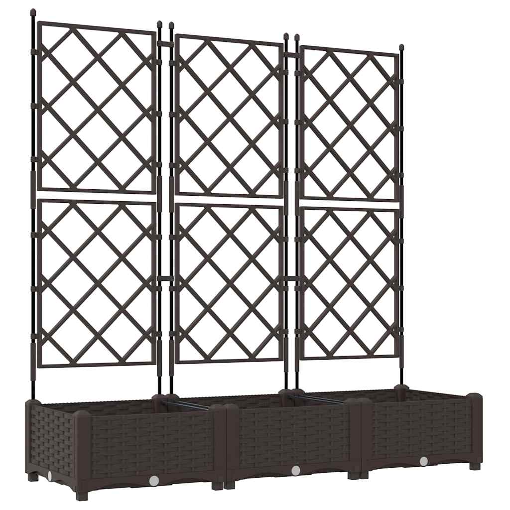 Garden Planter 3 pcs Brown 120 x 40 x 125.5 cm Plastic