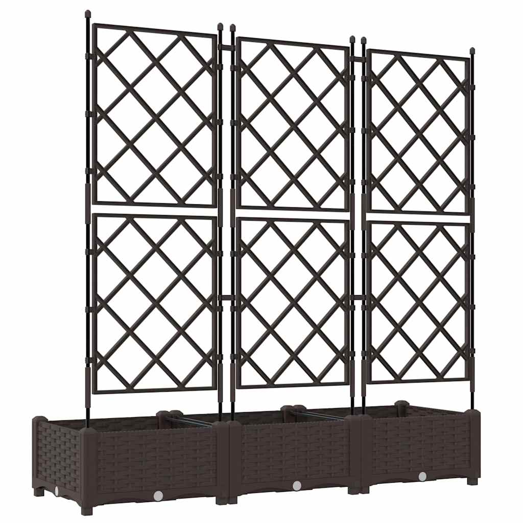 Garden Planter 3 pcs Brown 120 x 40 x 125.5 cm Plastic