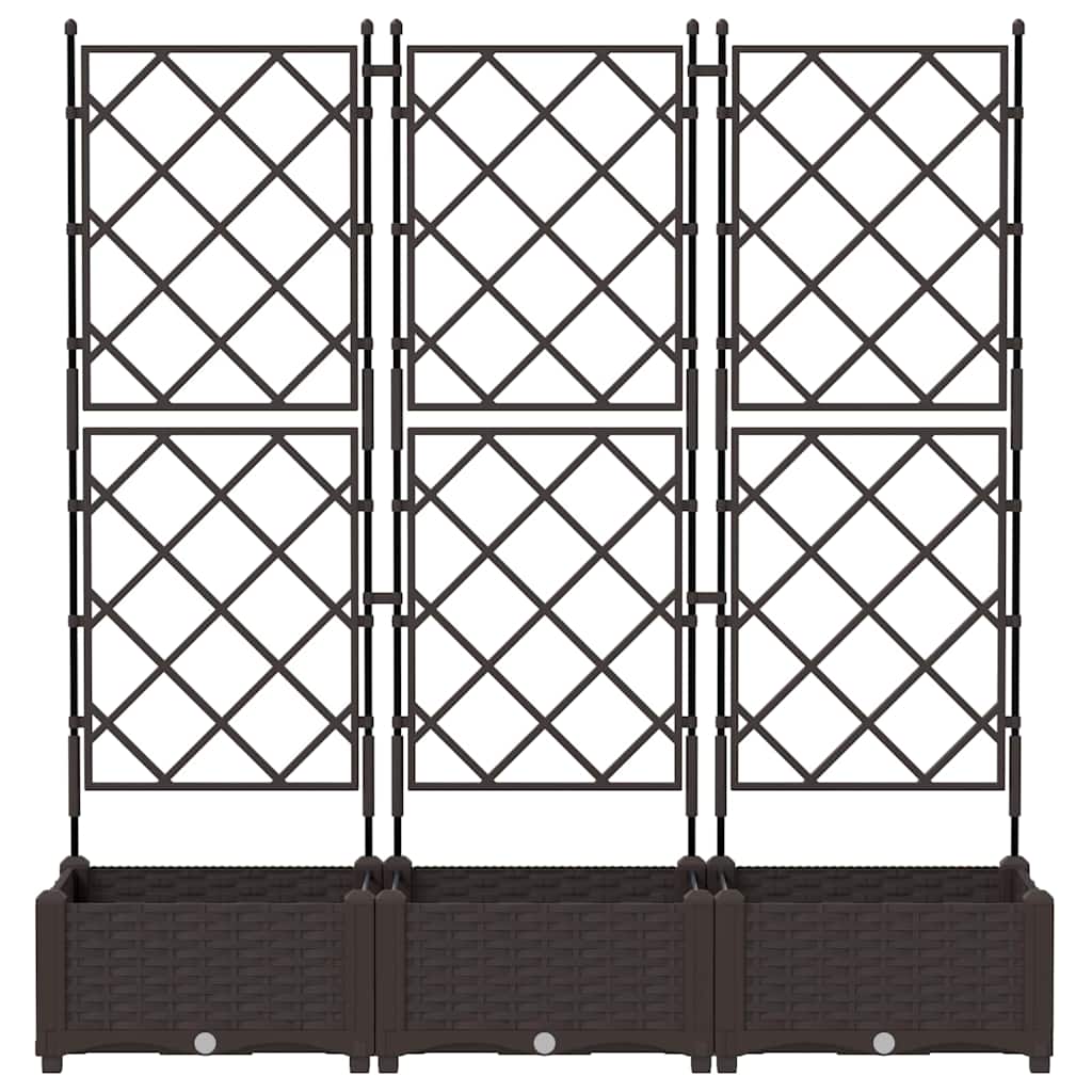 Garden Planter 3 pcs Brown 120 x 40 x 125.5 cm Plastic