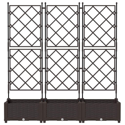 Garden Planter 3 pcs Brown 120 x 40 x 125.5 cm Plastic