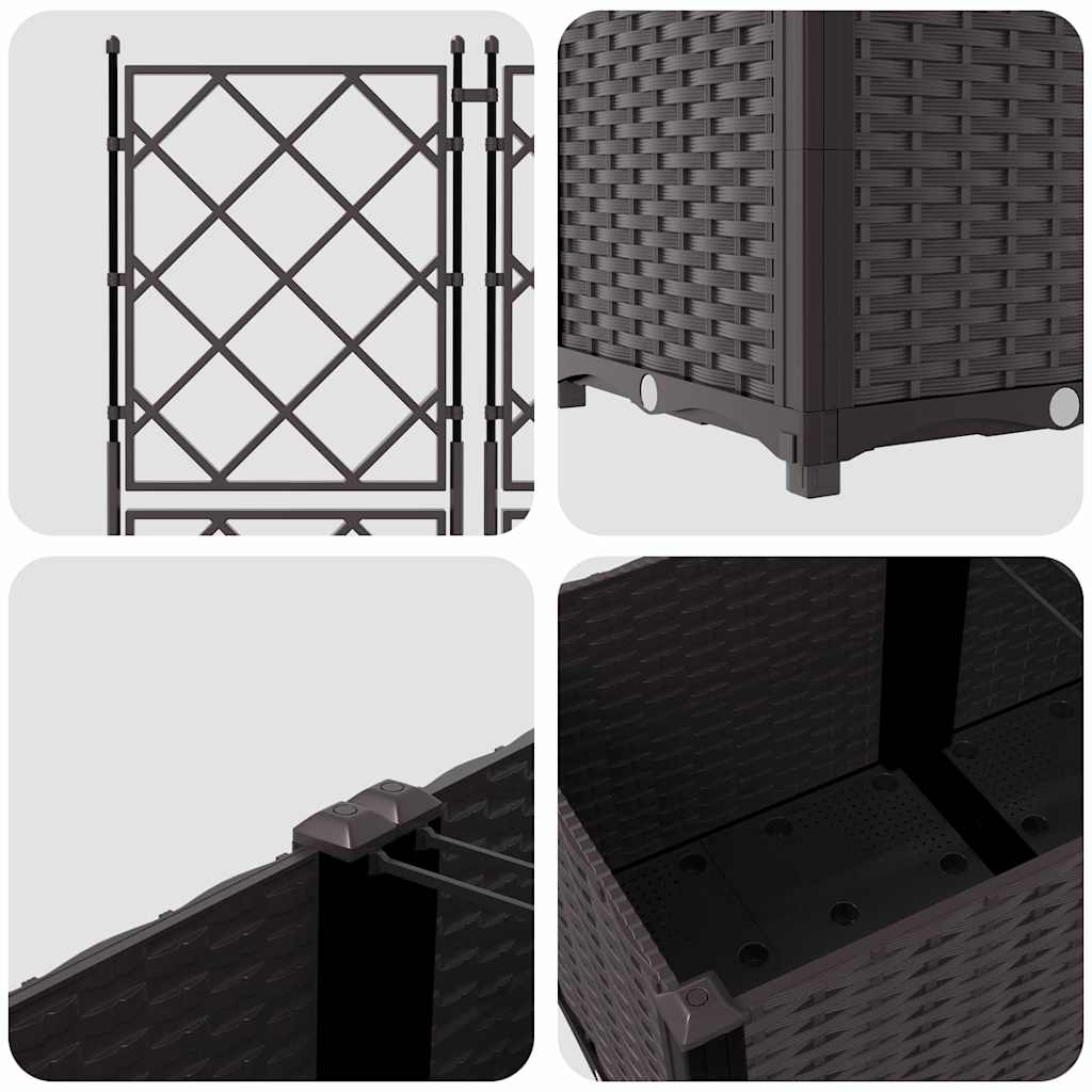 Garden Planter 3 pcs Brown 80 x 80 x 143 cm PP