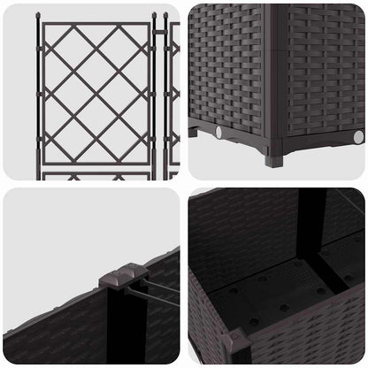 Garden Planter 3 pcs Brown 80 x 80 x 143 cm PP