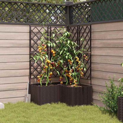 Garden Planter 3 pcs Brown 80 x 80 x 143 cm PP