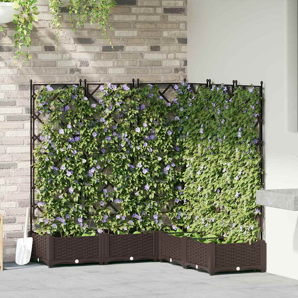 Garden Planter 5 pcs Brown 120 x 120 x 125.5 cm Plastic