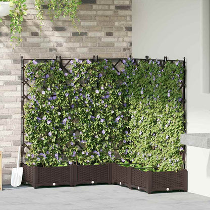 Garden Planter 5 pcs Brown 120 x 120 x 125.5 cm Plastic