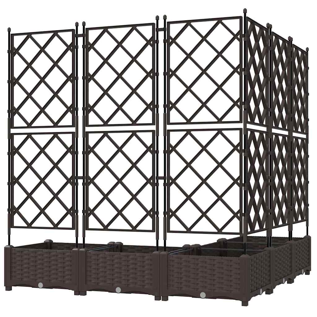 Garden Planter 5 pcs Brown 120 x 120 x 125.5 cm Plastic