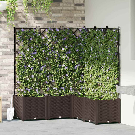 Garden Planter 5 pcs Brown 120 x 120 x 143 cm PP