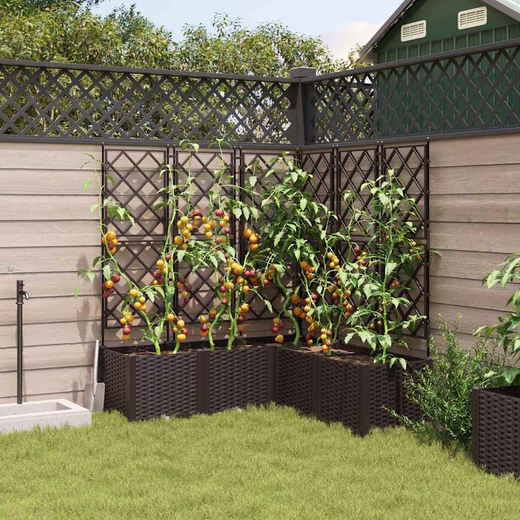 Garden Planter 5 pcs Brown 120 x 120 x 143 cm PP