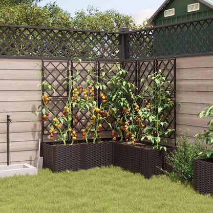 Garden Planter 5 pcs Brown 120 x 120 x 143 cm PP