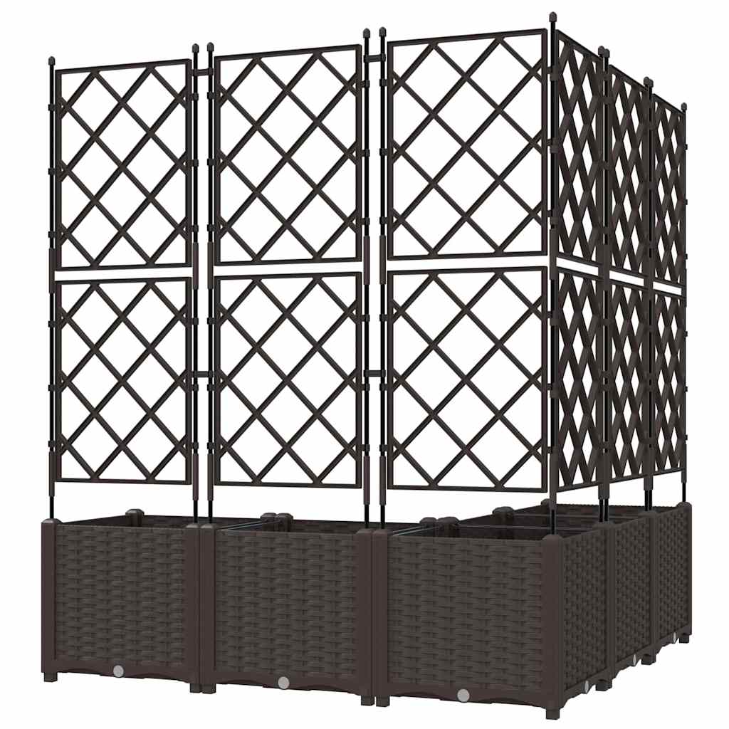 Garden Planter 5 pcs Brown 120 x 120 x 143 cm PP