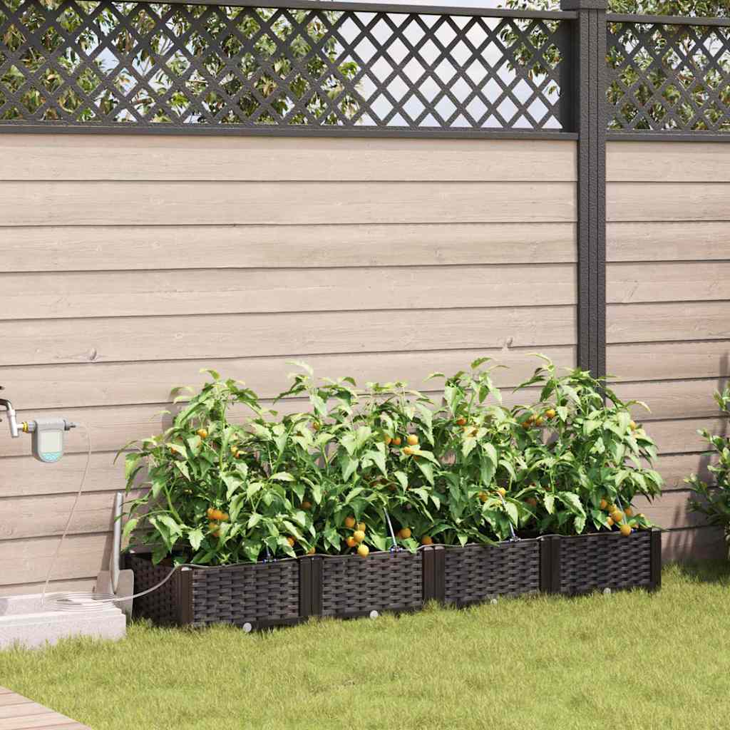 Garden Planter 4 pcs Brown 160 x 40 x 22 cm Plastic
