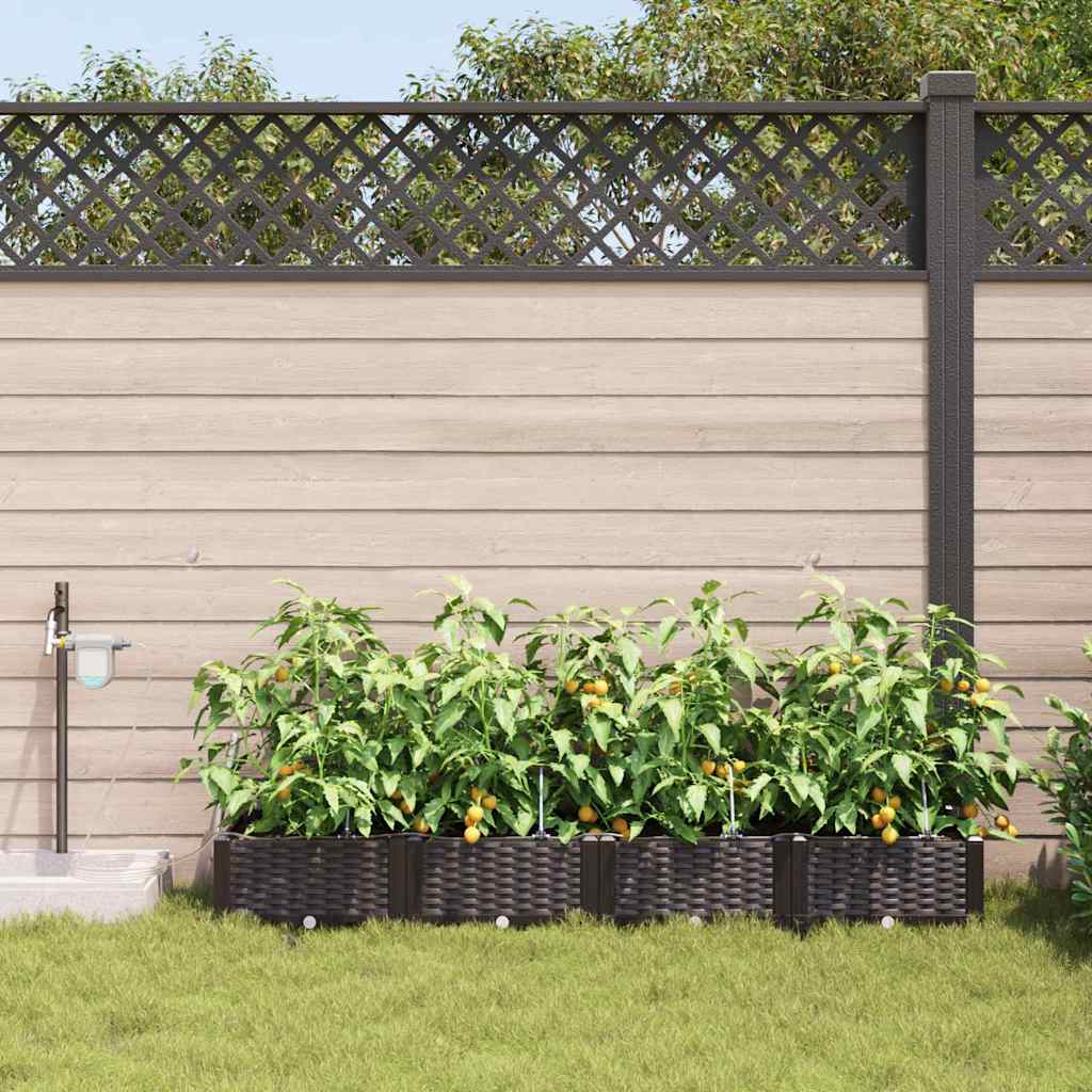 Garden Planter 4 pcs Brown 160 x 40 x 22 cm Plastic
