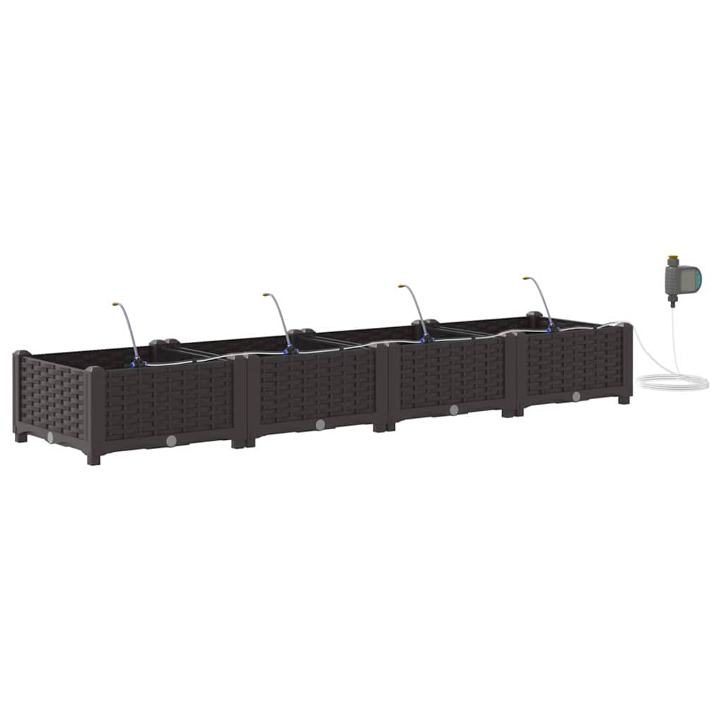 Garden Planter 4 pcs Brown 160 x 40 x 22 cm Plastic