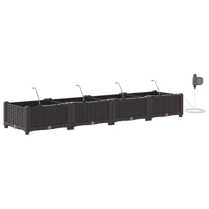 Garden Planter 4 pcs Brown 160 x 40 x 22 cm Plastic