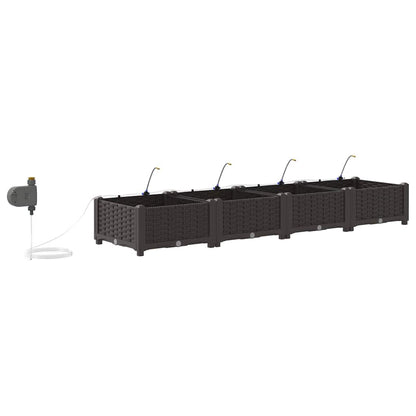 Garden Planter 4 pcs Brown 160 x 40 x 22 cm Plastic