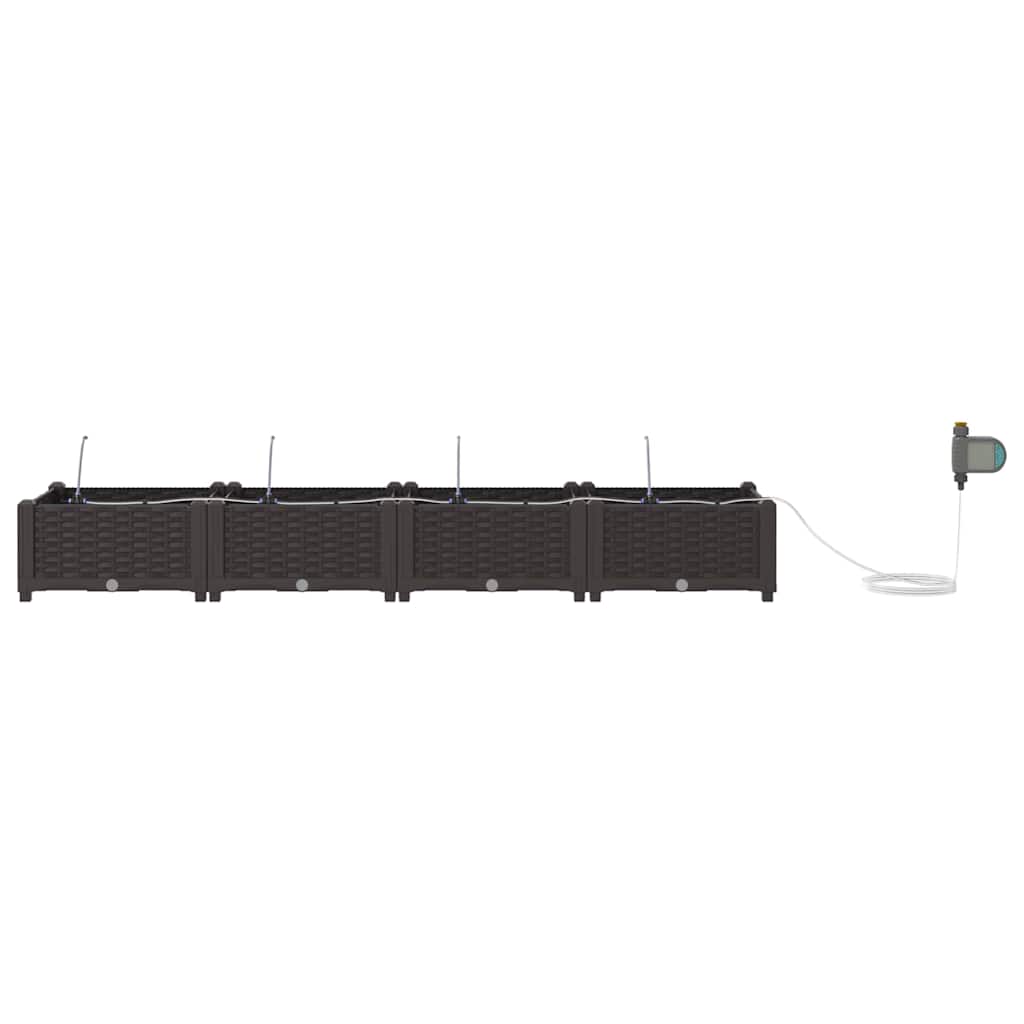 Garden Planter 4 pcs Brown 160 x 40 x 22 cm Plastic