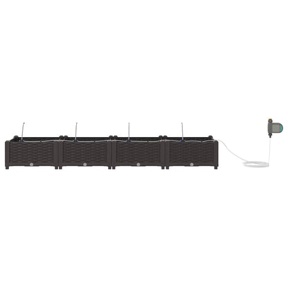 Garden Planter 4 pcs Brown 160 x 40 x 22 cm Plastic