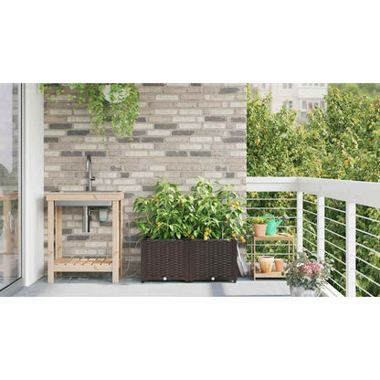 Garden Planter 2 pcs Brown 80 x 40 x 37.5 cm Plastic
