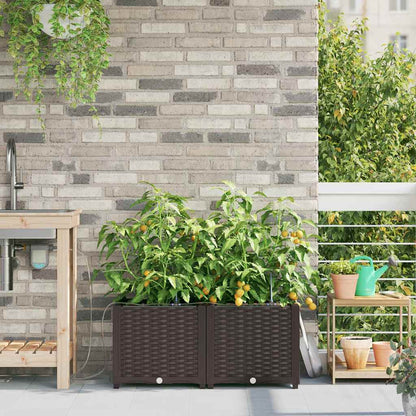 Garden Planter 2 pcs Brown 80 x 40 x 37.5 cm Plastic