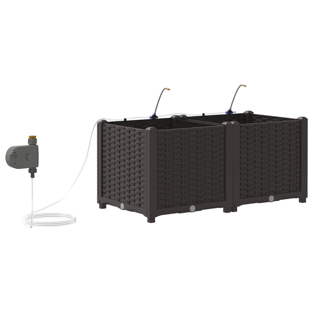 Garden Planter 2 pcs Brown 80 x 40 x 37.5 cm Plastic