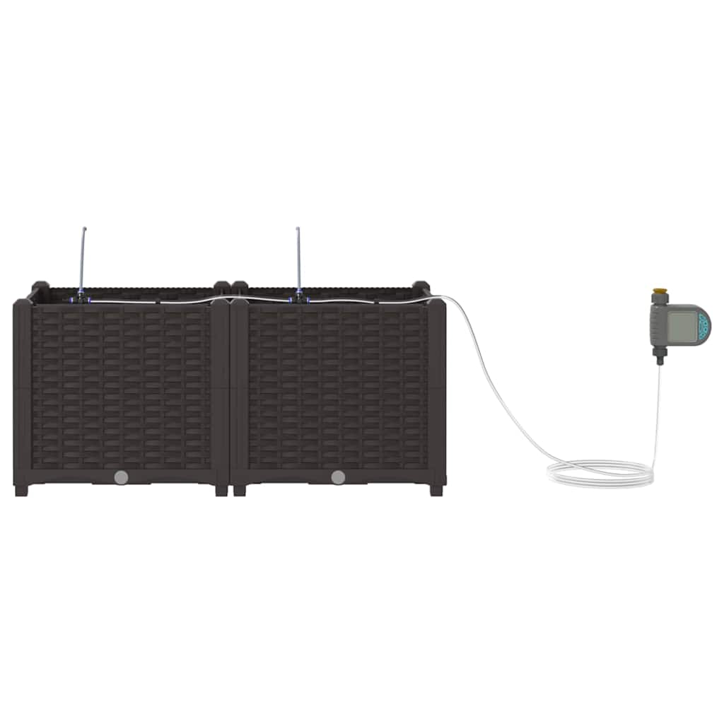 Garden Planter 2 pcs Brown 80 x 40 x 37.5 cm Plastic