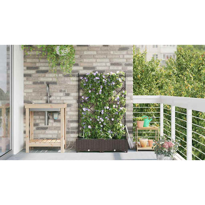 Garden Planter 2 pcs Brown 80 x 40 x 126 cm Plastic