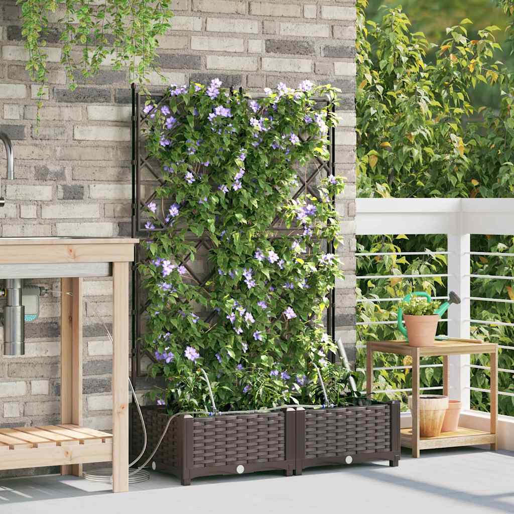 Garden Planter 2 pcs Brown 80 x 40 x 126 cm Plastic