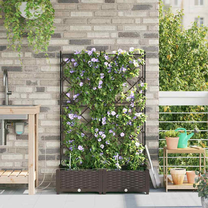 Garden Planter 2 pcs Brown 80 x 40 x 126 cm Plastic
