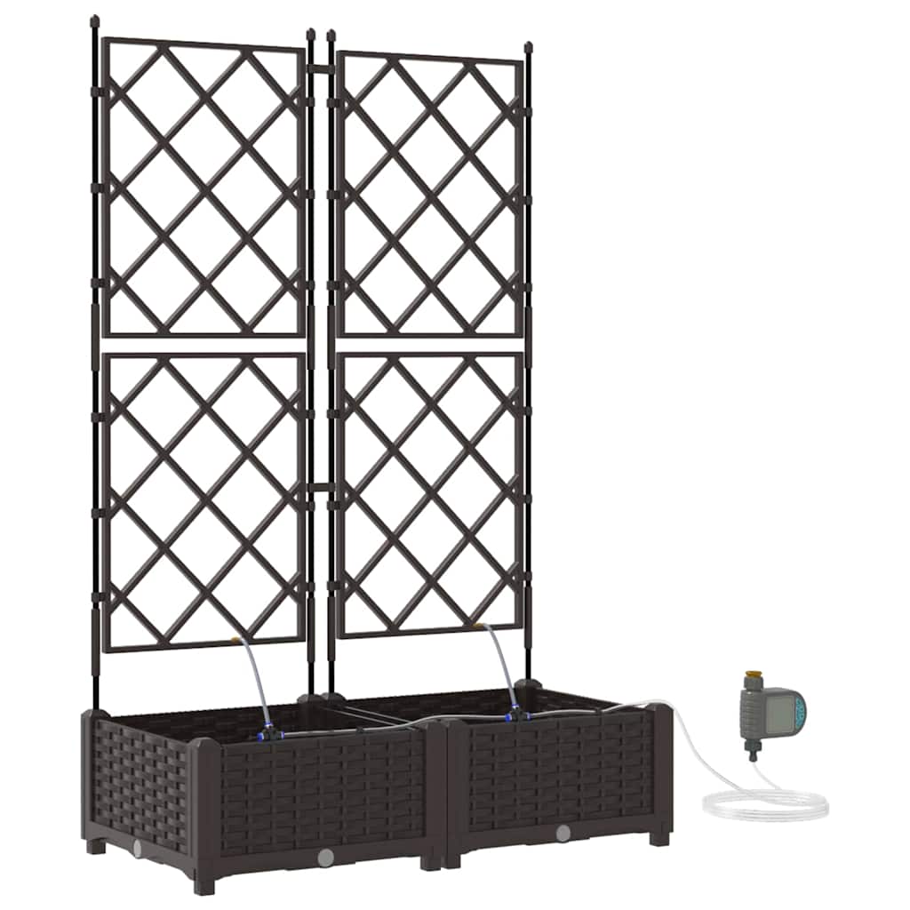Garden Planter 2 pcs Brown 80 x 40 x 126 cm Plastic