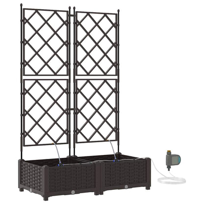 Garden Planter 2 pcs Brown 80 x 40 x 126 cm Plastic
