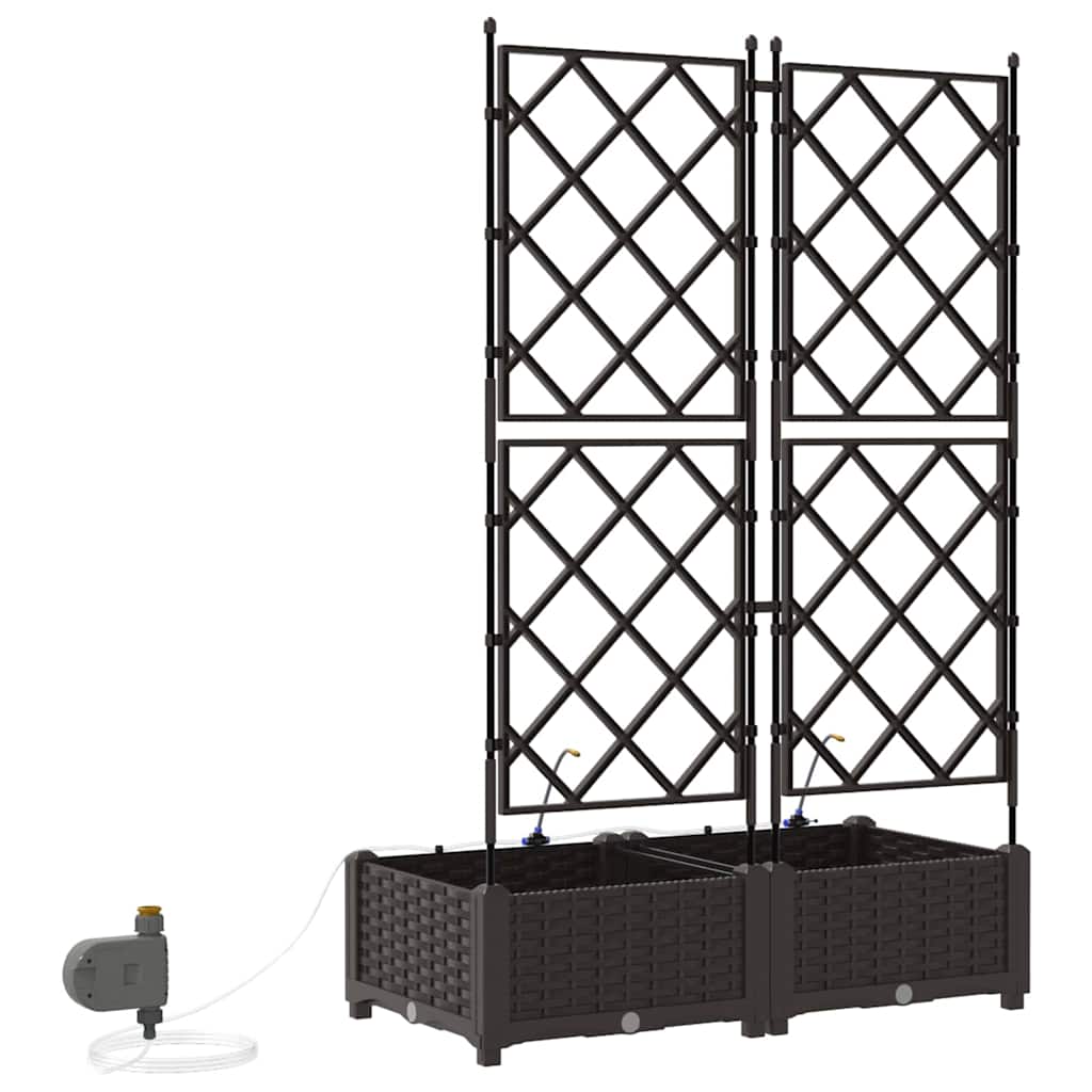 Garden Planter 2 pcs Brown 80 x 40 x 126 cm Plastic
