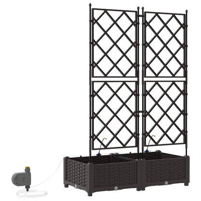 Garden Planter 2 pcs Brown 80 x 40 x 126 cm Plastic