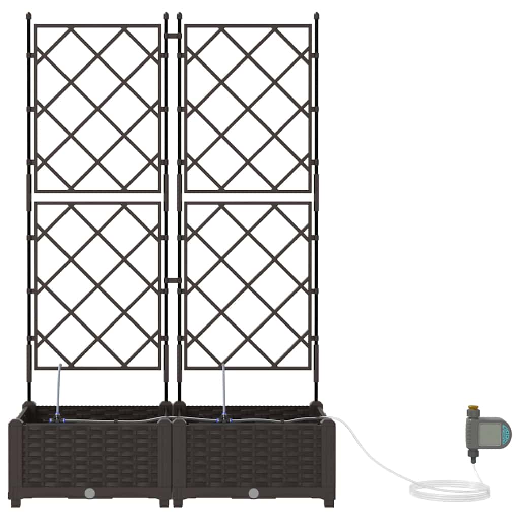 Garden Planter 2 pcs Brown 80 x 40 x 126 cm Plastic