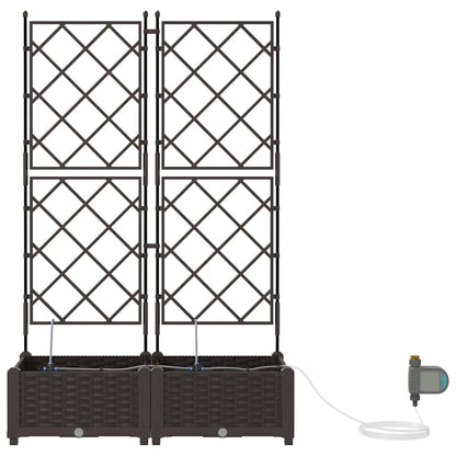 Garden Planter 2 pcs Brown 80 x 40 x 126 cm Plastic