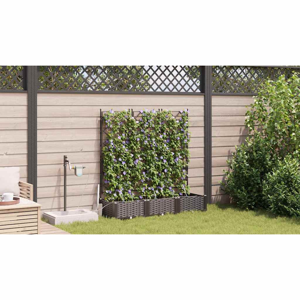 Garden Planter 3 pcs Brown 120 x 40 x 126 cm Plastic