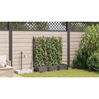 Garden Planter 3 pcs Brown 120 x 40 x 126 cm Plastic