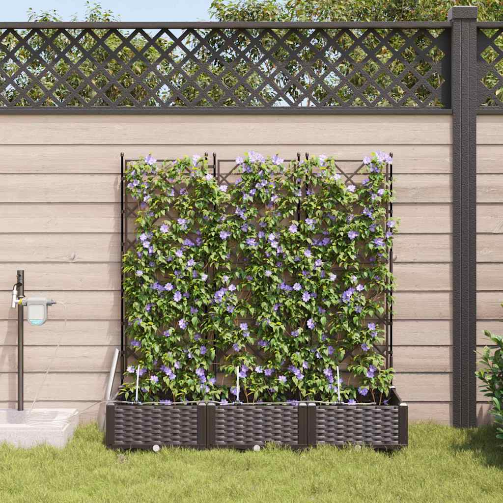 Garden Planter 3 pcs Brown 120 x 40 x 126 cm Plastic