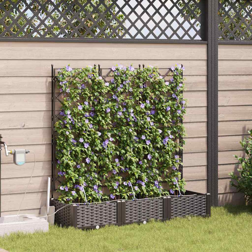 Garden Planter 3 pcs Brown 120 x 40 x 126 cm Plastic