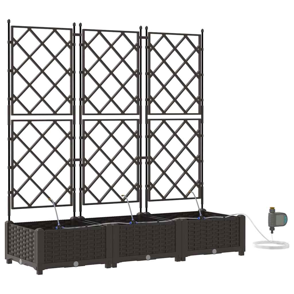 Garden Planter 3 pcs Brown 120 x 40 x 126 cm Plastic